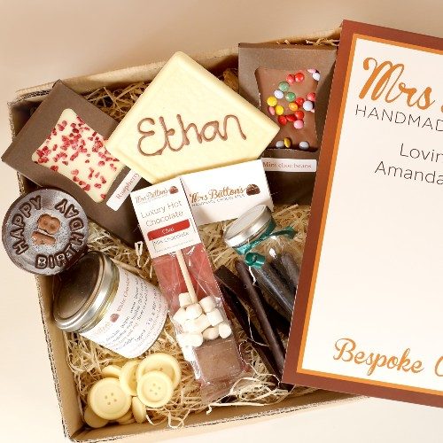 Selection of chocolates in a gift basket